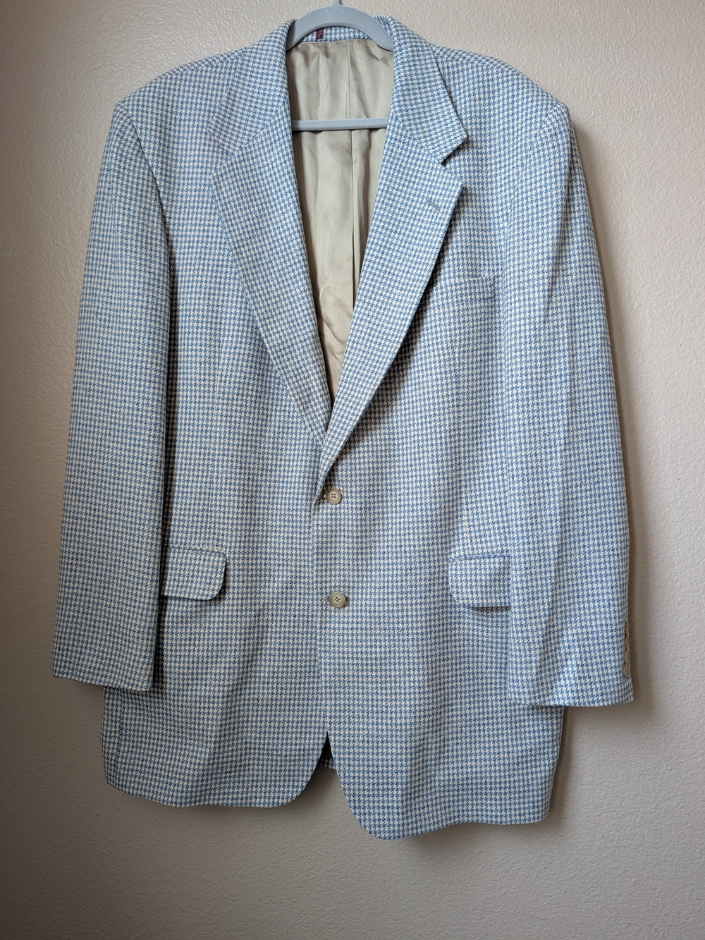 Vintage Nordstrom x Magee of Donegal Classic Light Blue Houndstooth Men's Blazer